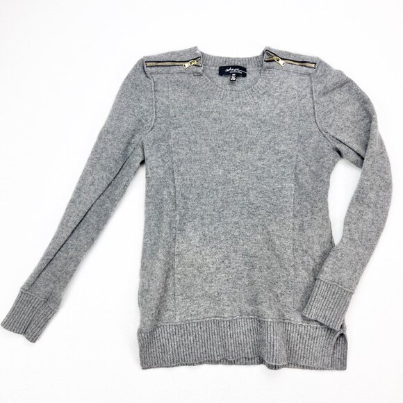 Saks Fifth Avenue Cashmere Grey Long Sleeve Zipper Accent Size M - Picture 6 of 6